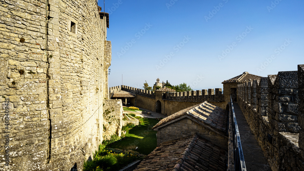 Fototapeta premium Inner courtyard of Torre Cesta, San Marino, Italy