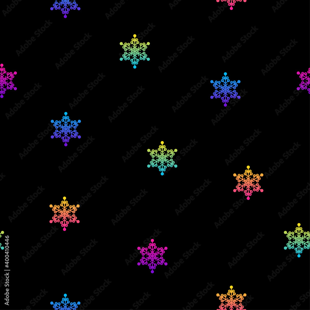 Abstract rainbow snow seamless pattern background.Modern snowflake swatch paint for card, party invitation, sale wallpaper, holiday wrapping paper, fabric, bag print, t shirt, workshop advertising etc Abstract rainbow snow seamless pattern background.Modern snowflake swatch paint for card, party invitation, sale wallpaper, holiday wrapping paper, fabric, bag print, t shirt, workshop advertising etc