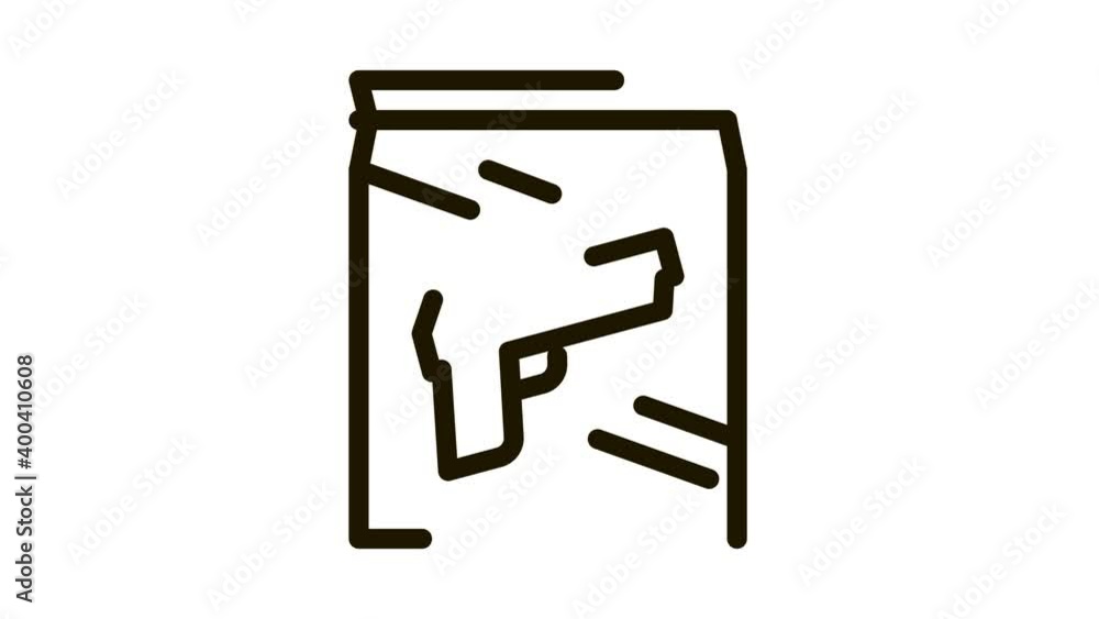 Evidence Gun Law And Judgement animated black icon on white background Evidence Gun Law And Judgement animated black icon on white background