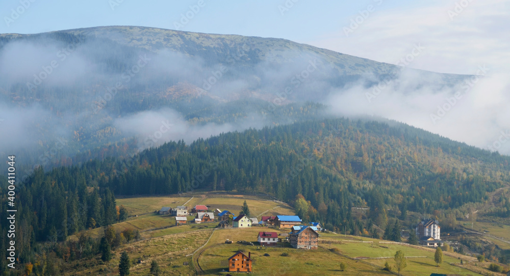 ukraine mountain, fog in the mountain, carpatian mountain