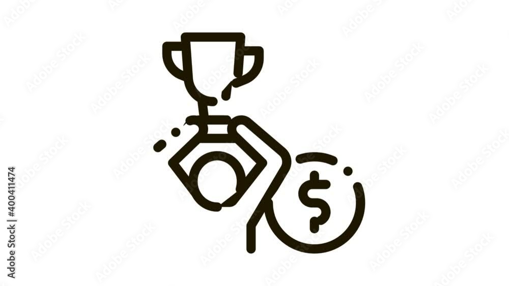 Man Win Prize Betting And Gambling animated black icon on white background Man Win Prize Betting And Gambling animated black icon on white background