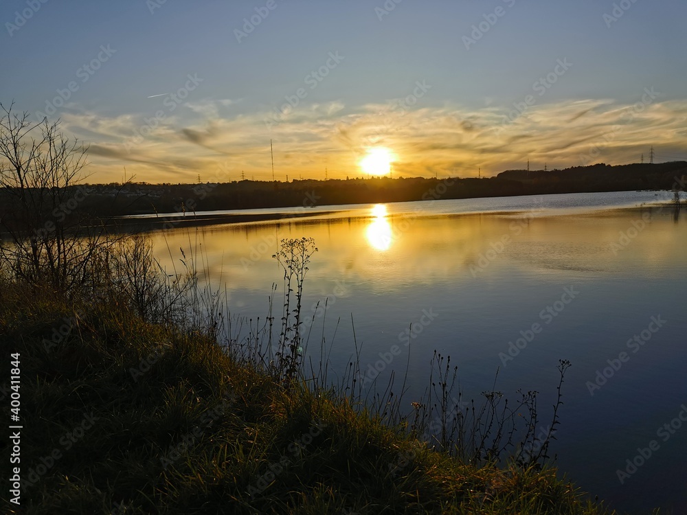 sunset over lake