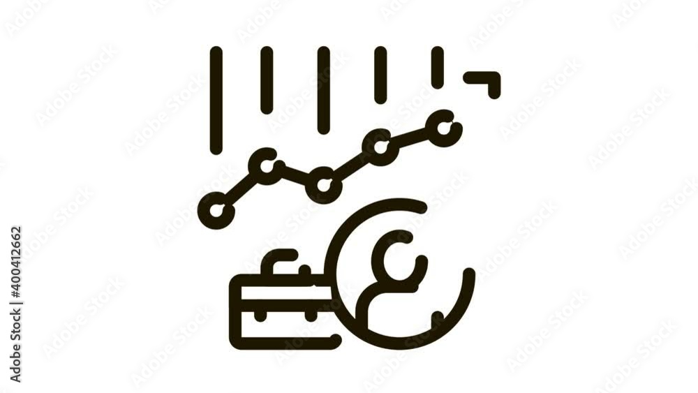 Graph Chart Avatar And Case Job Hunting animated black icon on white background Graph Chart Avatar And Case Job Hunting animated black icon on white background