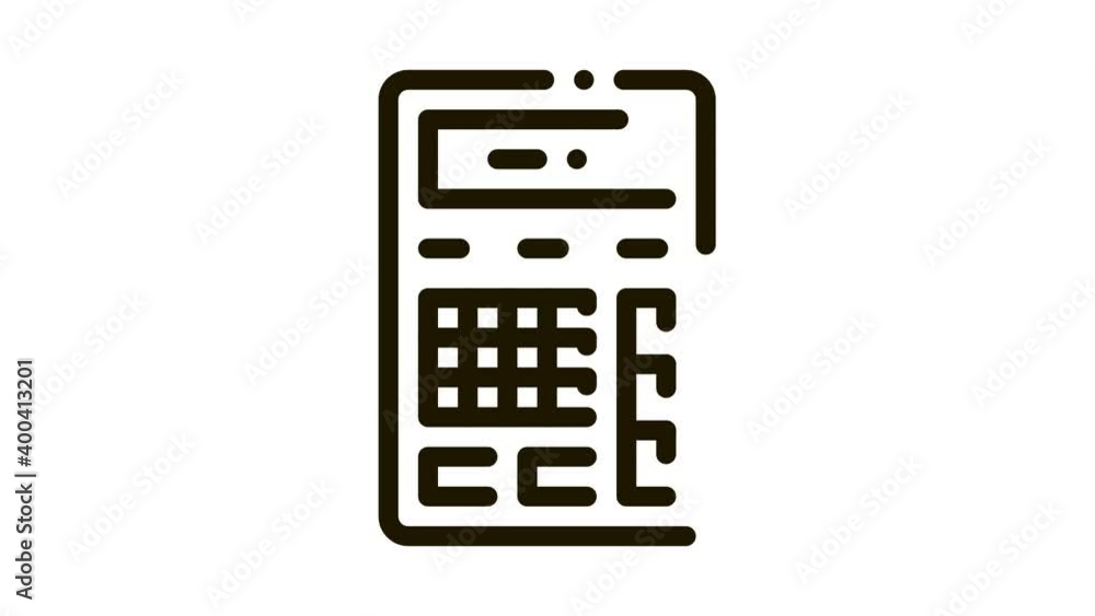 Calculator Financial Electronic Mechanism animated black icon on white background Calculator Financial Electronic Mechanism animated black icon on white background