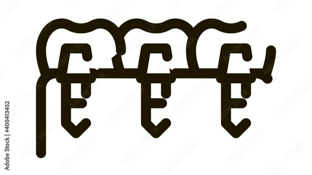 Dental Teeth Implants Biomaterial animated black icon on white background