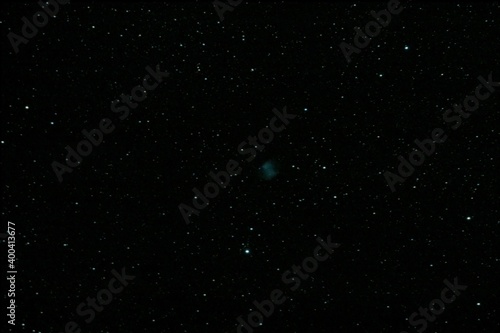 An astrophotograph of the Dumbbell nebula (also known an Apple Core Nebula, Messier 27, M27 and NGC 6853) in the constellation Vulpecula