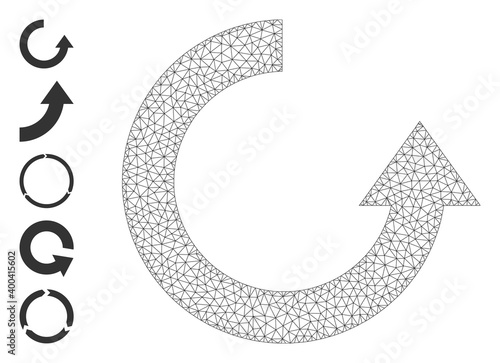 Mesh polygonal rotate up icon with simple glyphs created from rotate up vector graphics. Carcass mesh polygonal rotate up. Linear carcass flat mesh in vector EPS format.