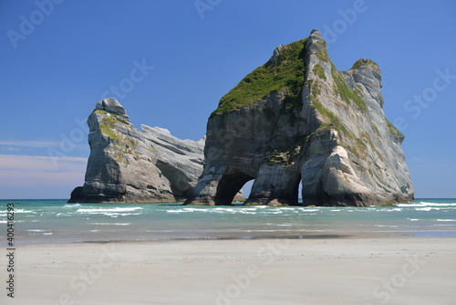 Wharariki Beach on the north of South Island New Zealand