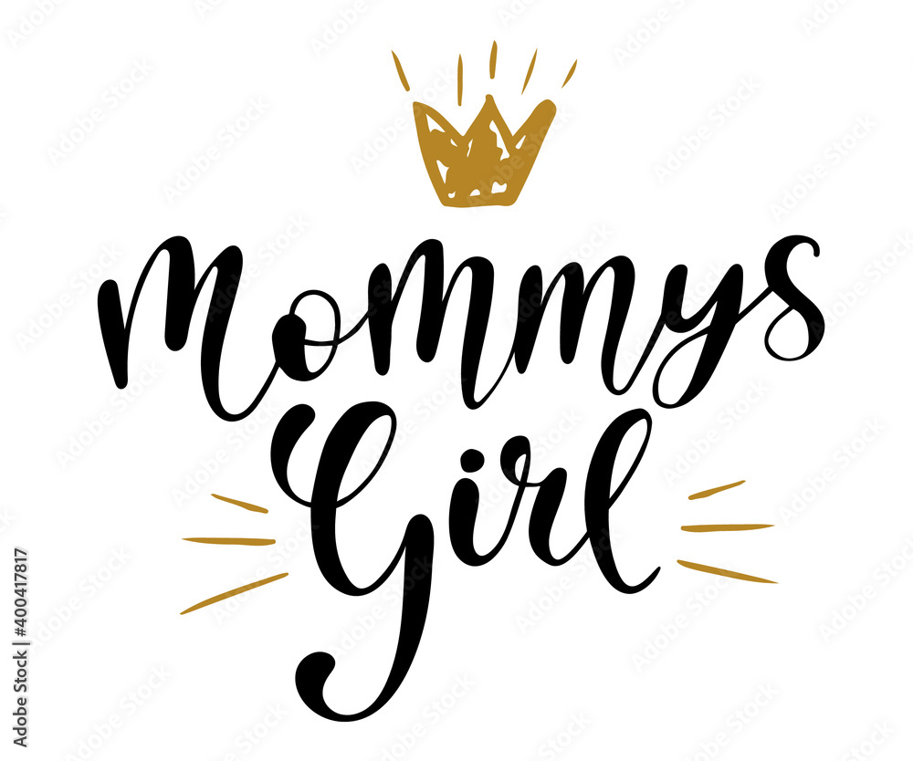 Vector illustration of Mommy's Girl text for girls clothes. Daddy's Girl  badge, tag, icon. T-shirt design, card, banner template. Mommy's Girl  calligraphy background. Little Girl lettering typography. Stock Vector |  Adobe Stock