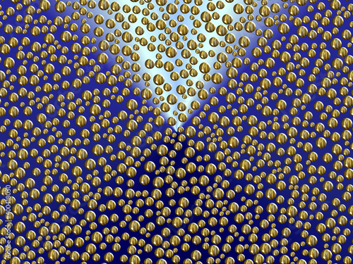 Golden spheres blue yellow round circles background with dots