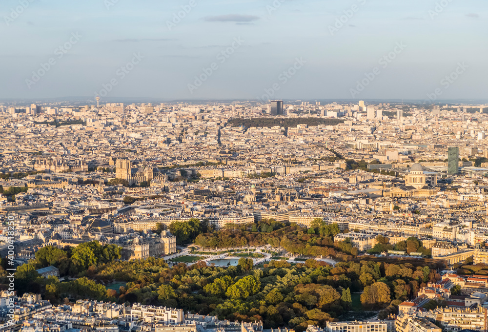 Aerial view of the center of Paris
