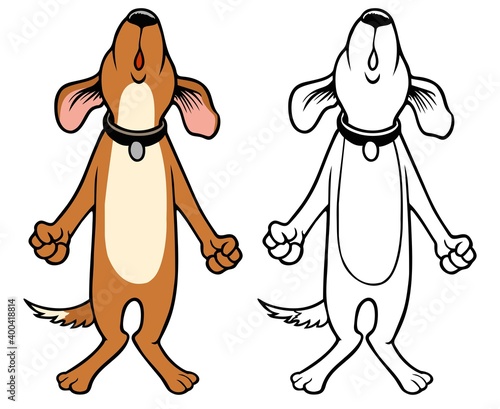 howling anthropomorphic dog, with bonus black outline version