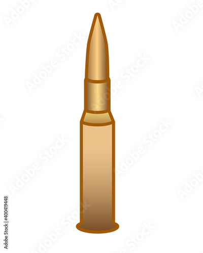 Cartridge for a weapon - vector full color picture for a sign or pictogram. A bullet with a charge and a primer, enclosed in a sleeve. Gun cartridge