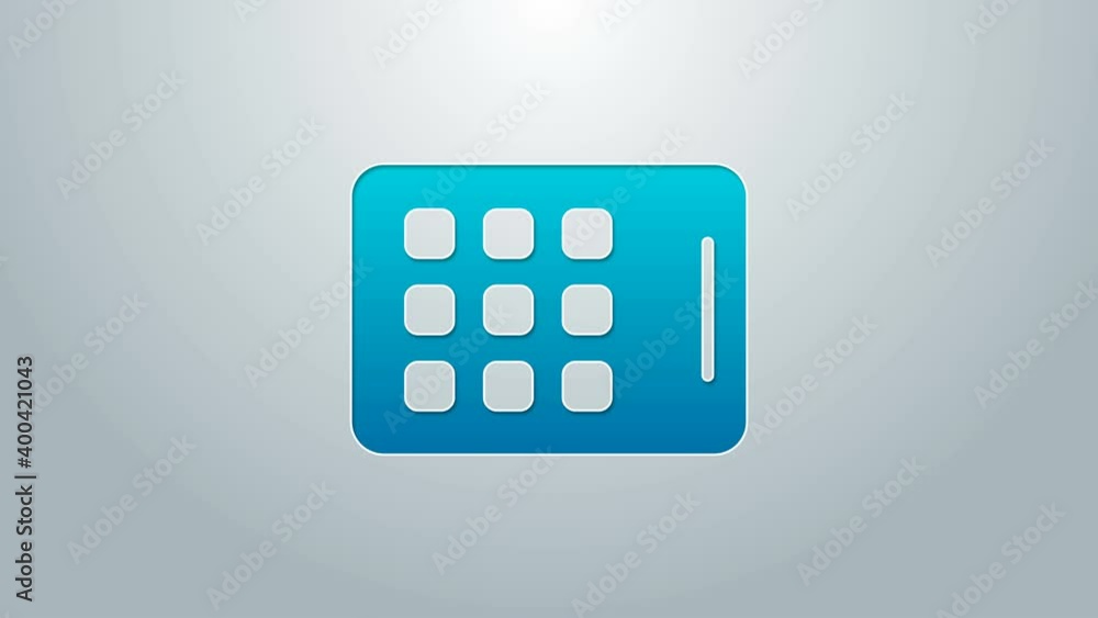 Blue line Graphic tablet icon isolated on grey background. 4K Video motion graphic animation Blue line Graphic tablet icon isolated on grey background. 4K Video motion graphic animation