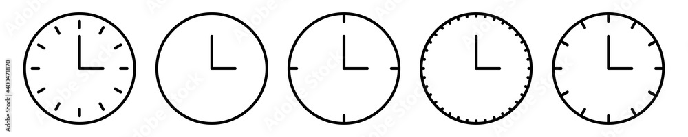 Time vector icon. Clock thin line isolated icons. Watch black symbol on white background. Work hours concept. time management logo stock illustration Time vector icon. Clock thin line isolated icons. Watch black symbol on white background. Work hours concept. time management logo stock illustration