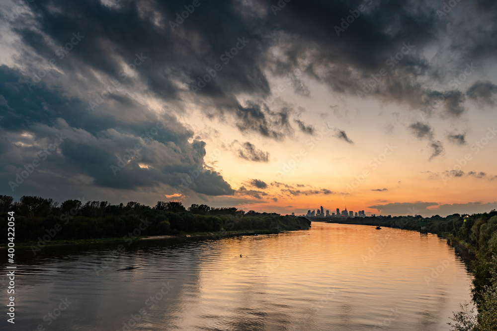 sunset over the Vistula River