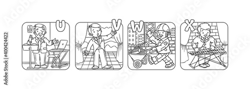 Fotografía ABC people with professions coloring book set.