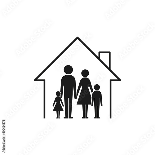 Family at home icon. Stay home sign, Vector isolated illustration