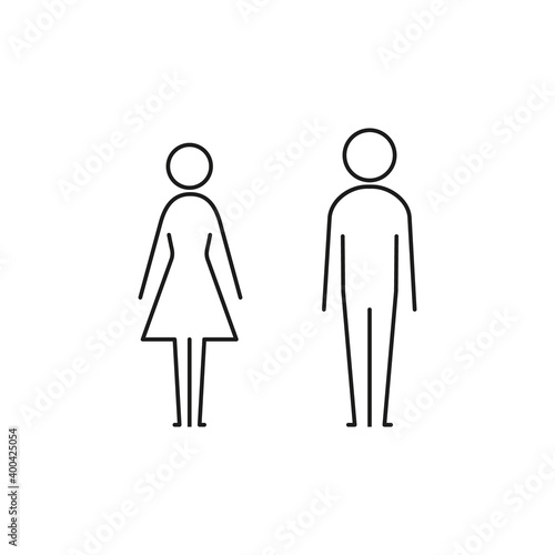Man and Woman icon linear sign, Men and Women sign vector isolated line illustration