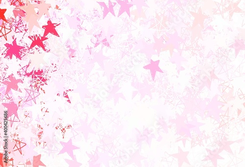 Light Pink vector backdrop with small and big stars.