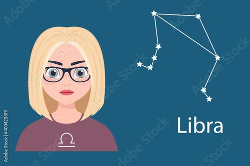 Libra. girl as a zodiac sign, vector illustration.