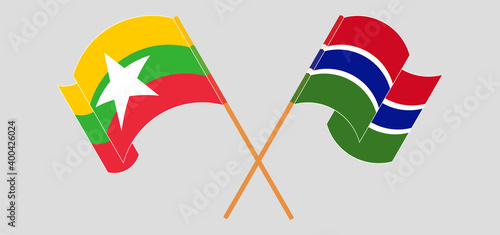Crossed flags of Myanmar and the Gambia
