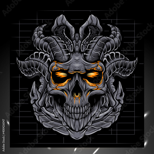 Skull head mascot, esport logo design