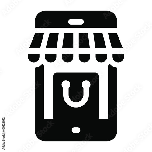 
An icon design of mobile shopping in glyph style 
