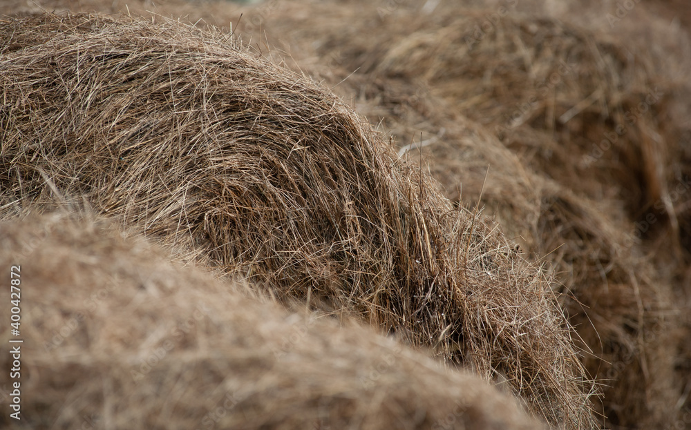 Hay stacks closeup
