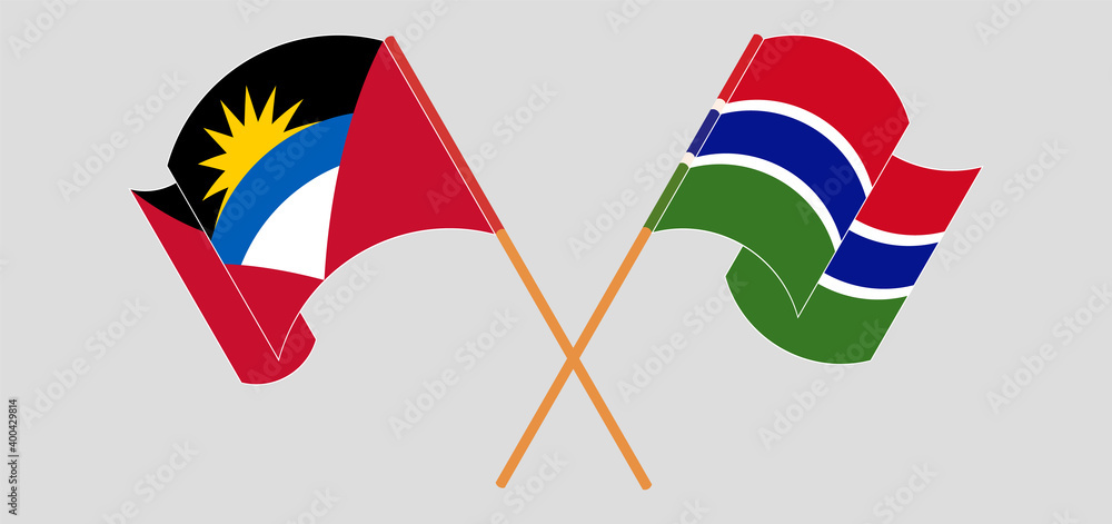 Crossed flags of Antigua and Barbuda and the Gambia Crossed flags of Antigua and Barbuda and the Gambia