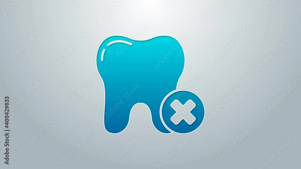 Blue line Tooth with caries icon isolated on grey background. Tooth decay. 4K Video motion graphic animation Blue line Tooth with caries icon isolated on grey background. Tooth decay. 4K Video motion graphic animation
