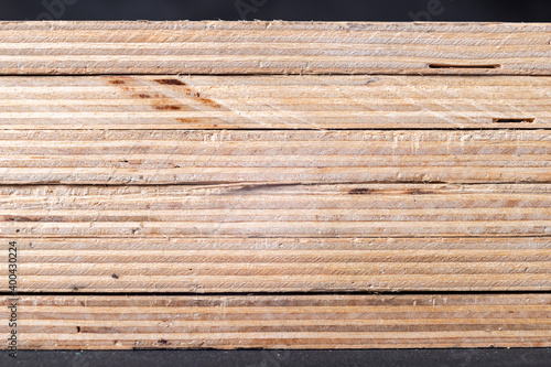 Stacked plywood boards. Materials for carpenters for the construction of furniture. photo