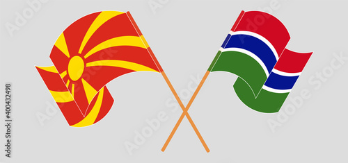 Crossed flags of North Macedonia and the Gambia