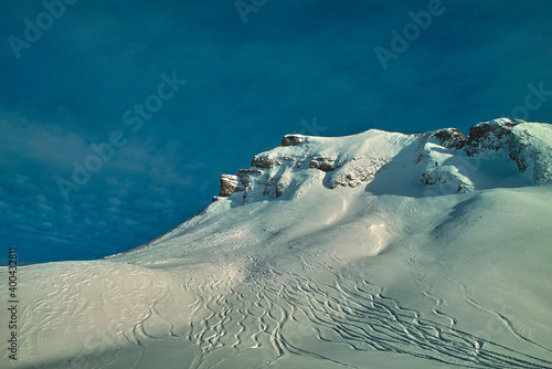 snow covered mountains in winter