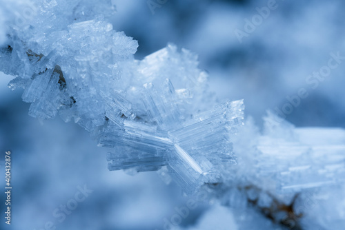 splendide formazioni di cristalli di ghiaccio in inverno inoltrato, la struttura dei cristalli di ghiaccio