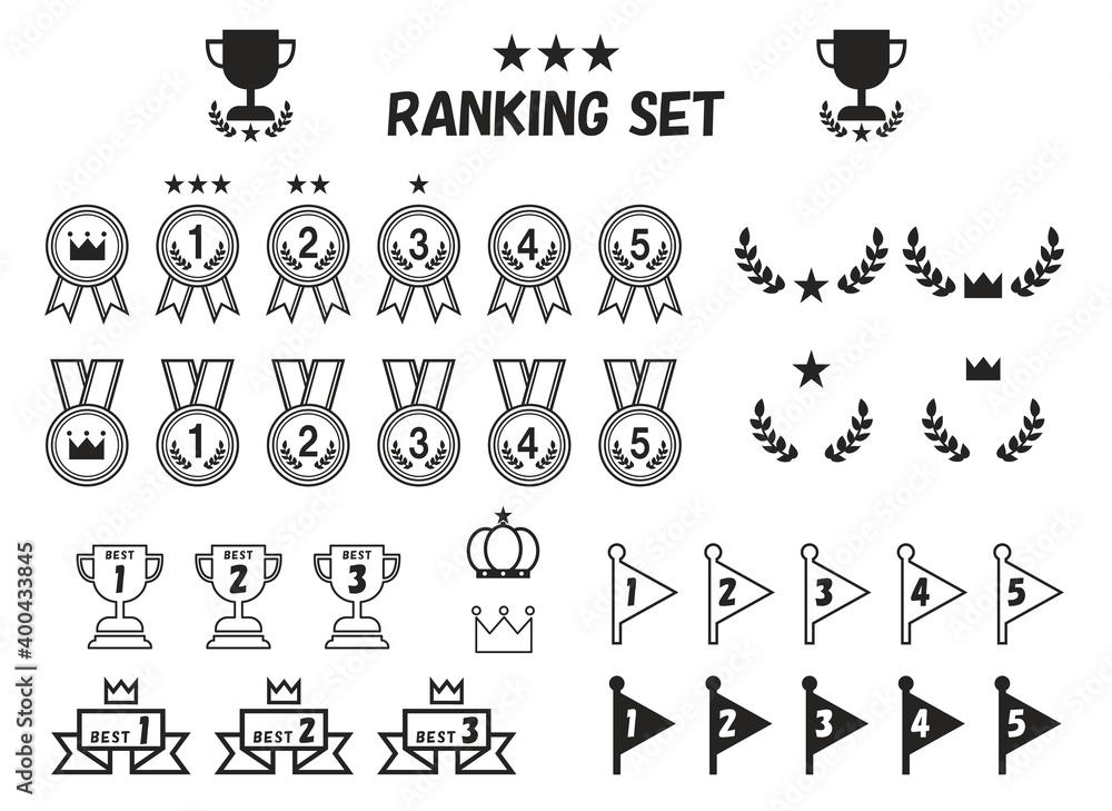 ランキング メダル トロフィー ベクターイラストセット モノクロ Stock Vector Adobe Stock ランキング メダル トロフィー ベクターイラストセット モノクロ Stock Vector Adobe Stock