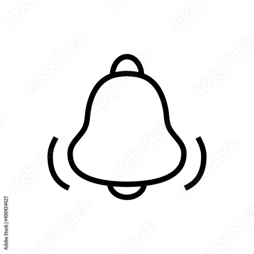 Logotipo timbre de alarma. Icono campana con olas con lineas en color negro