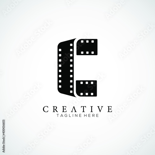 Elegant letter C logo for strip film vector illustration