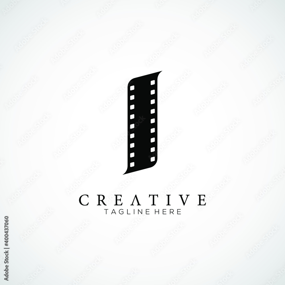 Elegant letter I logo for strip film vector illustration Elegant letter I logo for strip film vector illustration