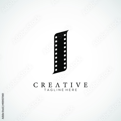 Elegant letter I logo for strip film vector illustration