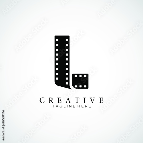 Elegant letter L logo for strip film vector illustration
