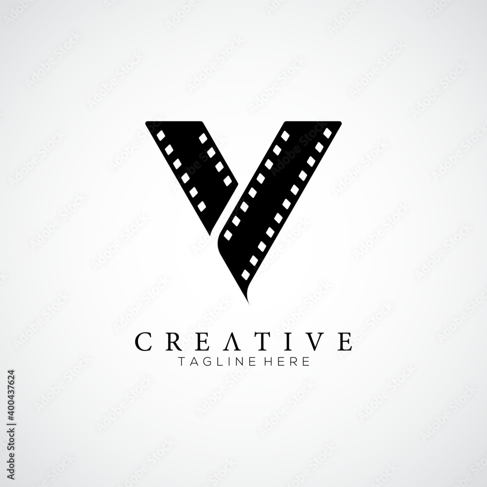 Elegant letter V logo for strip film vector illustration Stock Vector ...