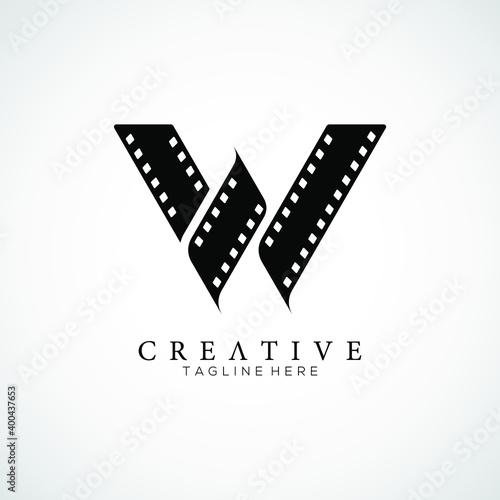 Elegant letter W logo for strip film vector illustration