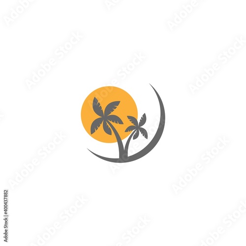 Palm tree summer logo template vector