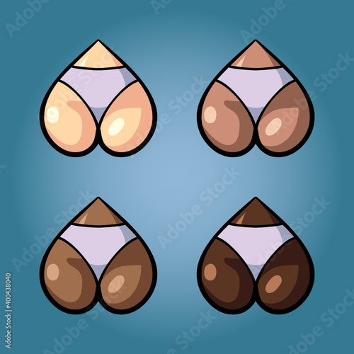 Hearts like cute asses. The illustration of beautiful women's booty for Valentine's day. Vector holiday set of underwear.