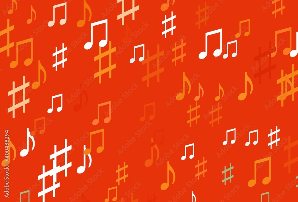 Light Orange vector backdrop with music notes. Light Orange vector backdrop with music notes.