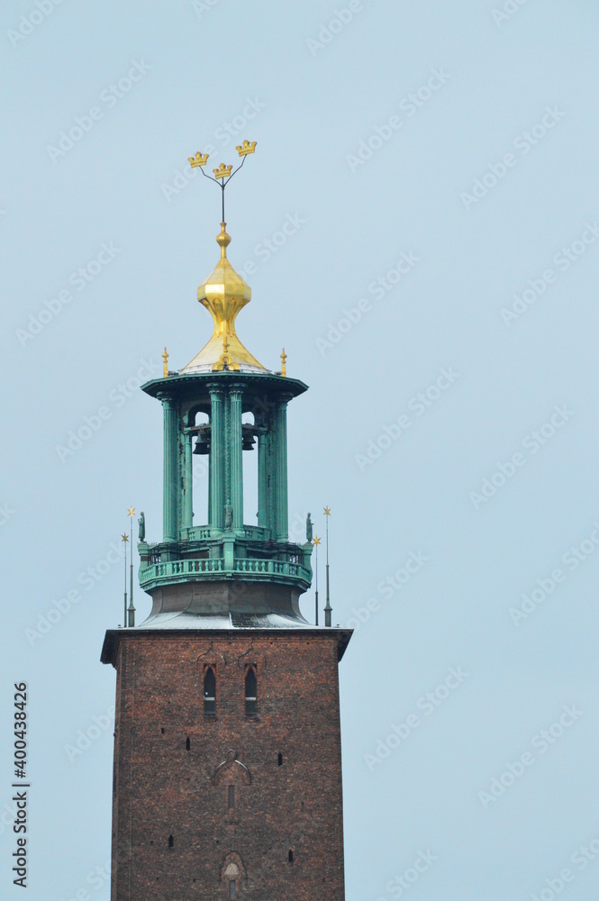 Stockholm City Hall tower close-up
