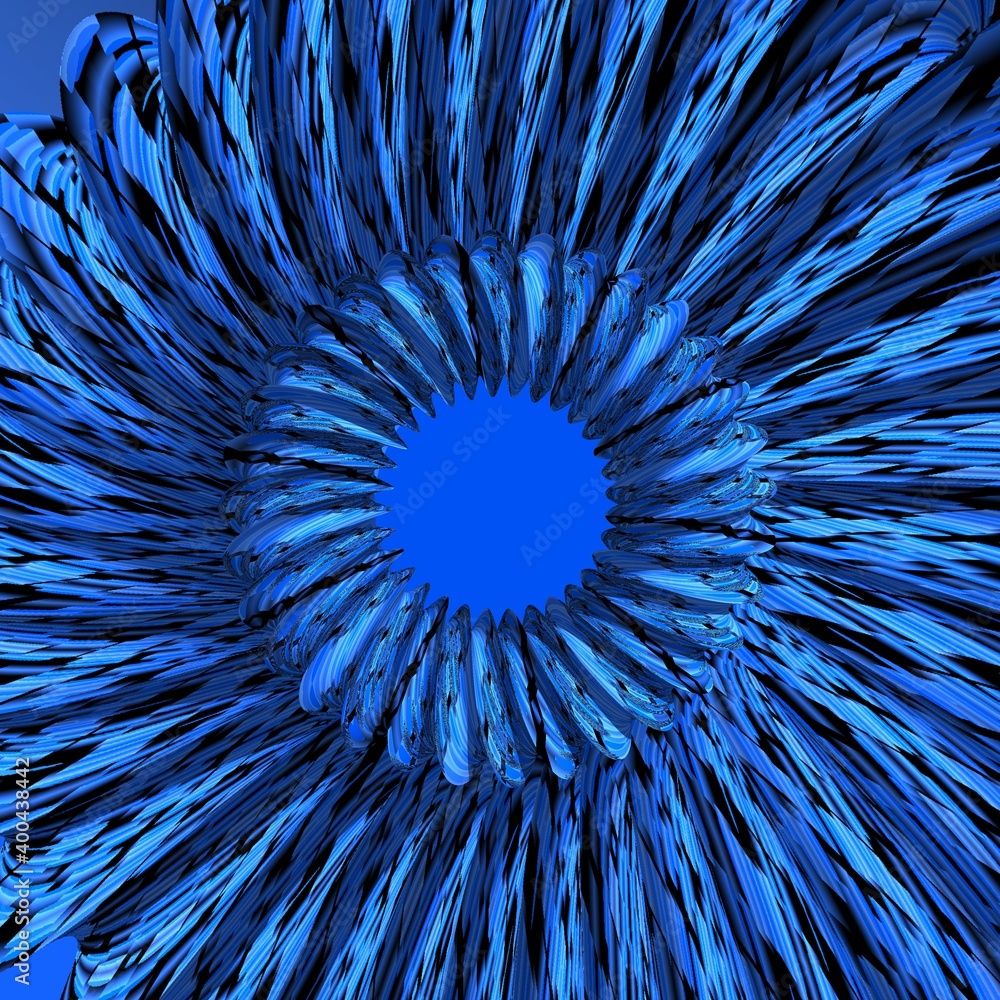 Obraz premium many equal royal blue PVC plastic tubes as 3D illustration abstract patterns and designs with twin mobius rings