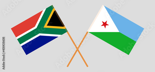 Crossed flags of Republic of South Africa and Djibouti