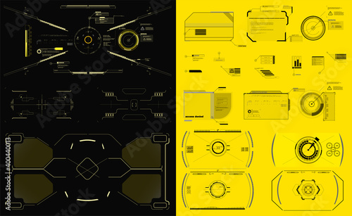 Callouts titles and frame in Sci- Fi style. Bar labels, info call box bars. Futuristic info boxes layout templates. Abstract digital technology UI, UX Futuristic HUD, FUI.